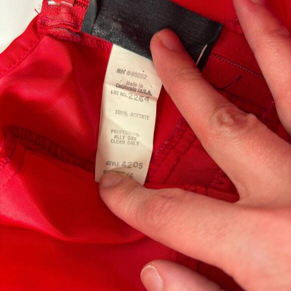 VTG Climax 80s‎ David Howard Red Party Prom NYE Dress Ruffles Dramatic 3/4 *XXS - Picture 11 of 12